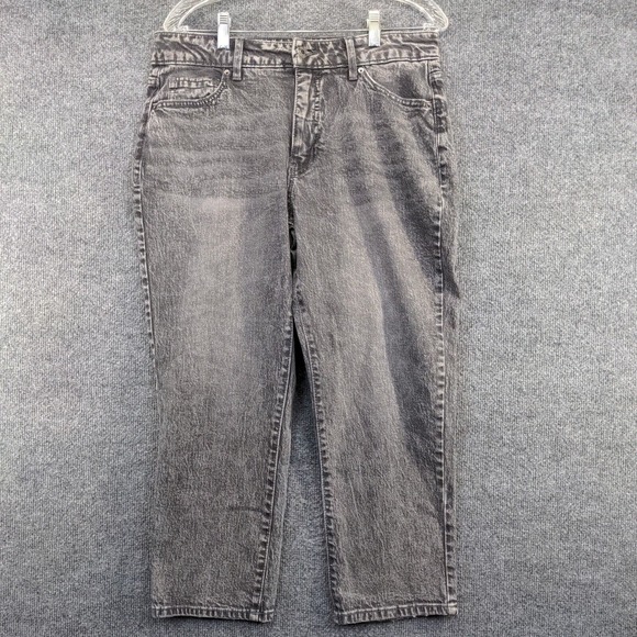 Time and Tru Women's High Rise Cropped Jeans Gray 14 5-Pocket Charcoal Wash - Picture 2 of 10